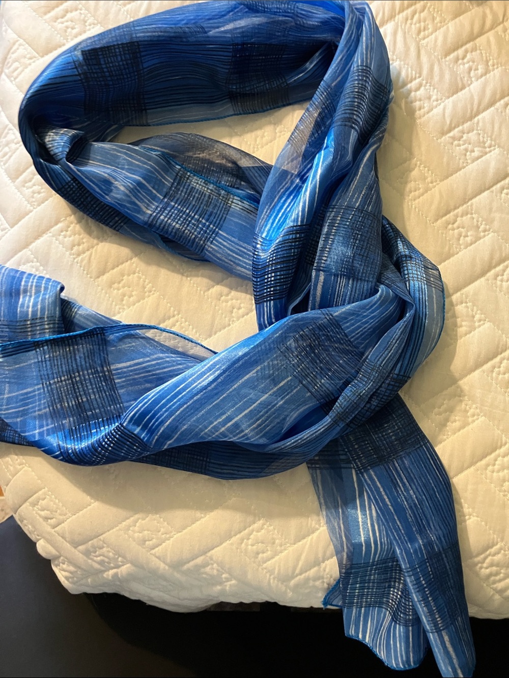 Sheer Blue Striped Scarf